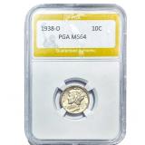 1938-D Mercury Silver Dime PGA MS64