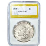 1891-S Morgan Silver Dollar PGA MS65