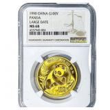 1990 Gold 100Y China Panda Large Date 1oz NGC MS68