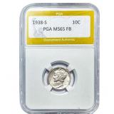 1938-S Mercury Silver Dime PGA MS65FB