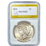 1924 Silver Peace Dollar PGA MS65