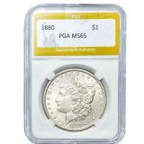 1880 Morgan Silver Dollar PGA MS65