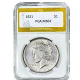 1921 Silver Peace Dollar PGA MS64