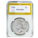 1921 Silver Peace Dollar PGA MS63