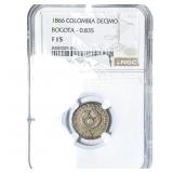 1866 Colombia Silver Decimo NGC F15