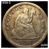 1858-S Seated Liberty Quarter ABOUT UNCIRCULATED