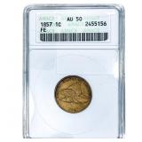 1857 Flying Eagle Cent ANACS AU50