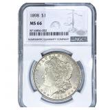 1898 Morgan Silver Dollar NGC MS66