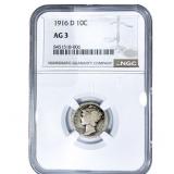 1916-D Mercury Silver Dime NGC AG3