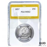 1857 Seated Liberty Quarter PGA MS62