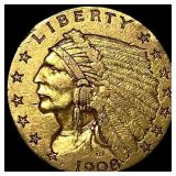 1908 Indian Head $2.5 Gold Quarter Eagle HIGH GRAD
