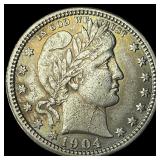 1904 Silver Barber Quarter CLOSELY  UNCIRCULATED