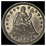 1853 Arrows Seated Liberty Half Dime CLOSELY  UNC