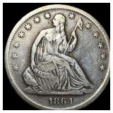 1864-S Silver Seated Liberty Half Dollar  LIGHTLY