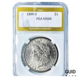 1890-S Morgan Silver Dollar PGA MS66