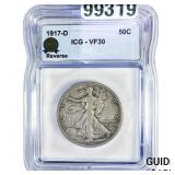 1917-D Walking Liberty Half Dollar ICG VF30 Rev.