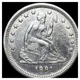 1891 Silver Quarter Dollar (Seated Liberty) UNCIRC