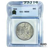 1942 Walking Liberty Half Dollar ICG MS66
