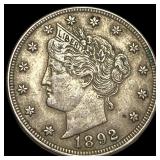 1892 Liberty Head Nickel NEARLY UNCIRCULATED