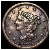 1853 Braided Hair Half Cent CHOICE AU