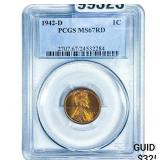 1942-D Wheat Cent PCGS MS67 RD
