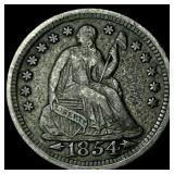 1854 Arrows Seated Liberty Half Dime CLOSELY  UNC