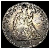 1849 Silver Seated Liberty Dollar (holed) HIGH GRA