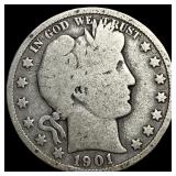 1901 Silver Barber Half Dollar NICELY CIRCULATED