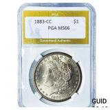 1883-CC Morgan Silver Dollar PGA MS66