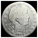 1913-S Silver Barber Half Dollar NICELY CIRCULATED