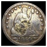 1854 Arrows Seated Liberty Quarter LIGHTLY CIRCULA