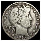 1913-D Silver Barber Half Dollar LIGHTLY CIRCULATE