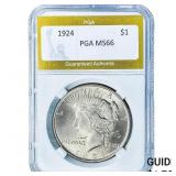 1924 Silver Peace Dollar PGA MS66