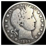 1892-O Silver Barber Half Dollar LIGHTLY CIRCULATE