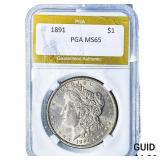 1891 Morgan Silver Dollar PGA MS65