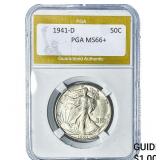 1941-D Walking Liberty Half Dollar PGA MS66+
