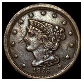 1855 Braided Hair Half Cent UNCIRCULATED