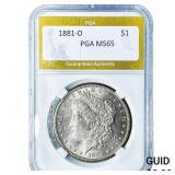 1881-O Morgan Silver Dollar PGA MS65