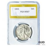 1943 Walking Liberty Half Dollar PGA MS67