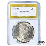 1924 Silver Peace Dollar PGA MS65
