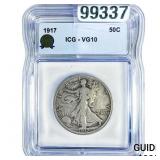 1917 Walking Liberty Half Dollar ICG VG10