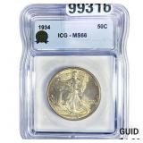 1934 Walking Liberty Half Dollar ICG MS66