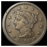 1848 Braided Hair Large Cent LIGHTLY CIRCULATED