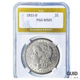 1921-D Morgan Silver Dollar PGA MS65
