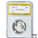 1947-S Washington Silver Quarter PGA MS67+