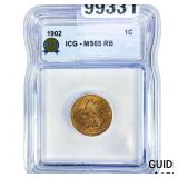 1902 Indian Head Cent ICG MS65 RB