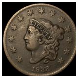 1833 BN Coronet Head Large Cent CLOSELY  UNCIRCUL