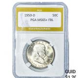 1950-D Franklin Half Dollar PGA MS65+FBL