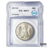 2011-D  ICG MS70 US ARMY 50C