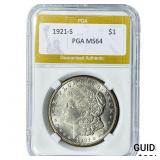 1921-S Morgan Silver Dollar PGA MS64